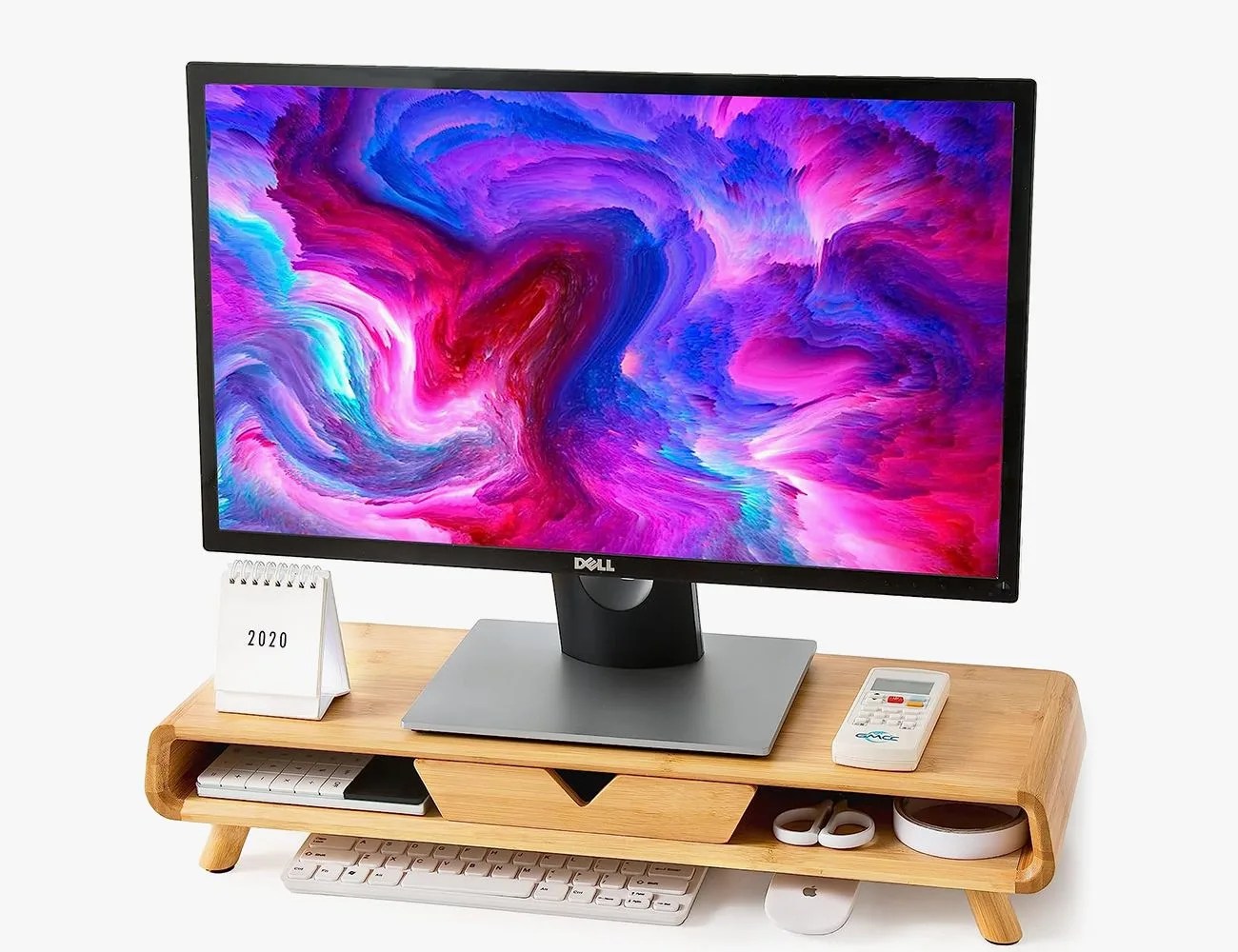 Homerays Bamboo Monitor Stand Riser