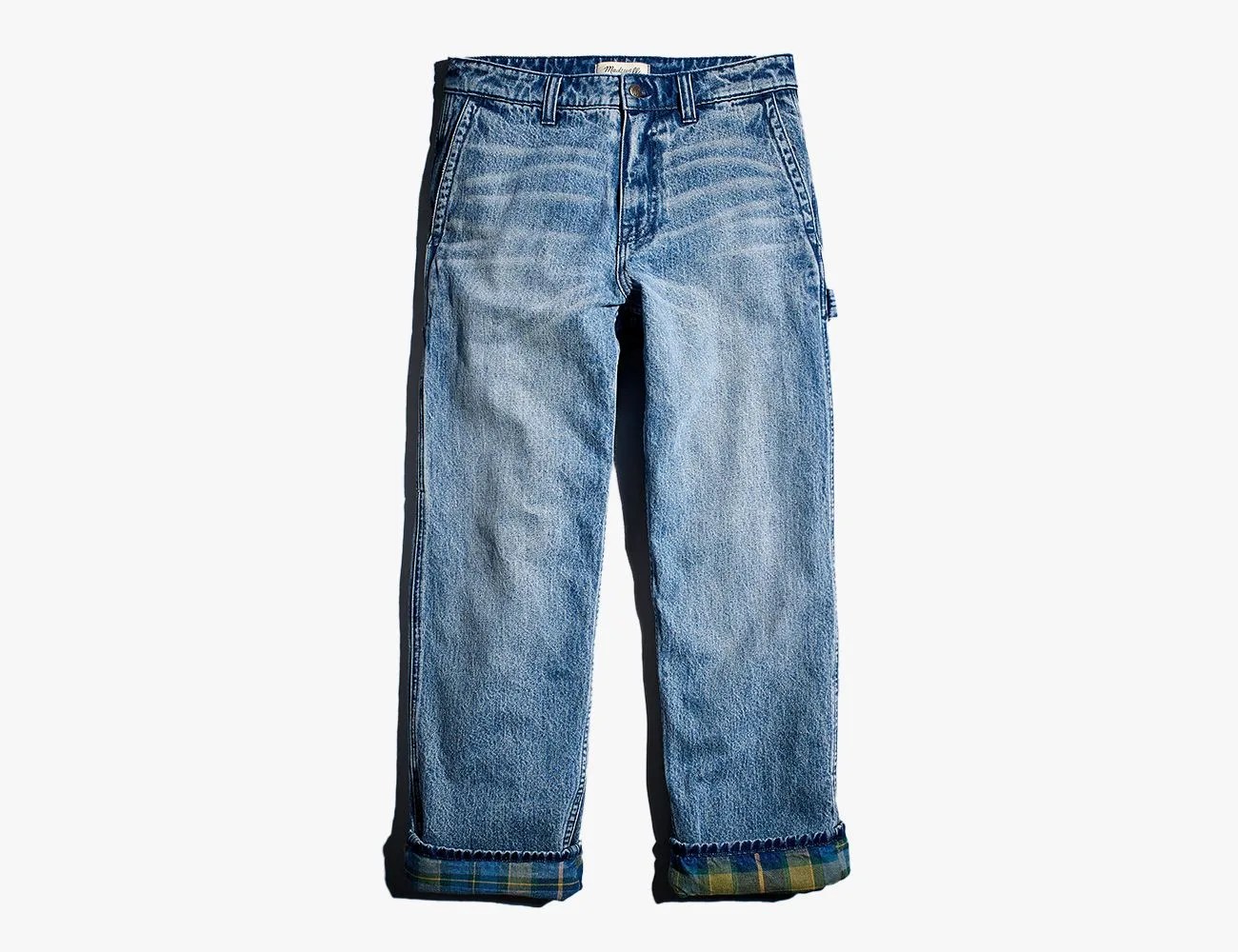 flannel lined carpenter jeans in kenton wash