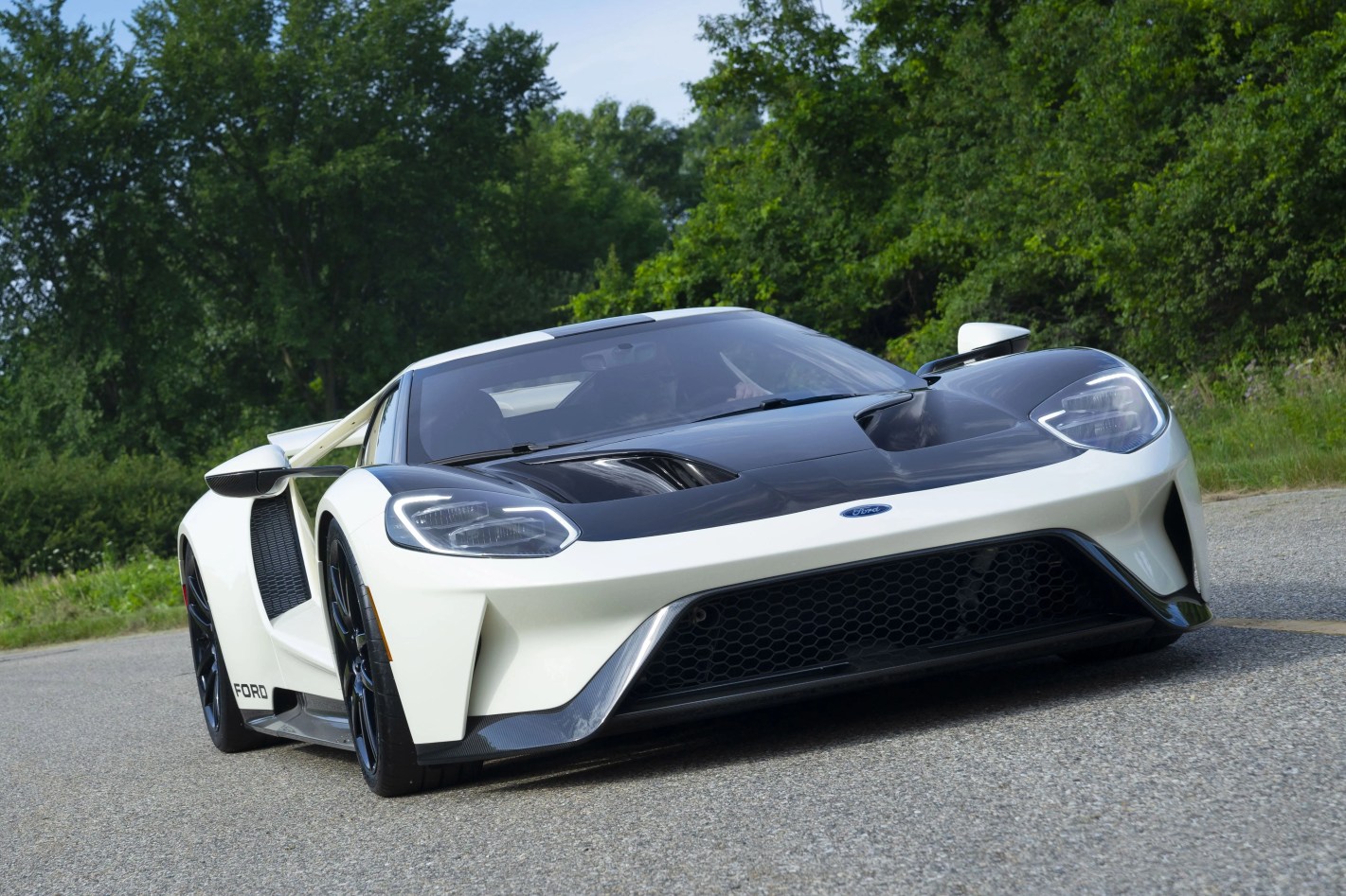 preproduction 2022 ford gt heritage edition shown closed course