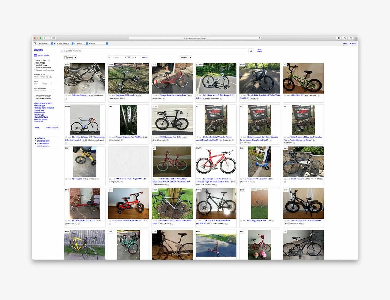 a screen shot of craigslist