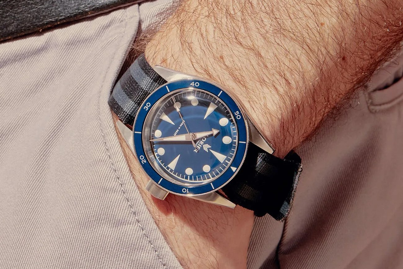 the lorier neptune watch on a nato
