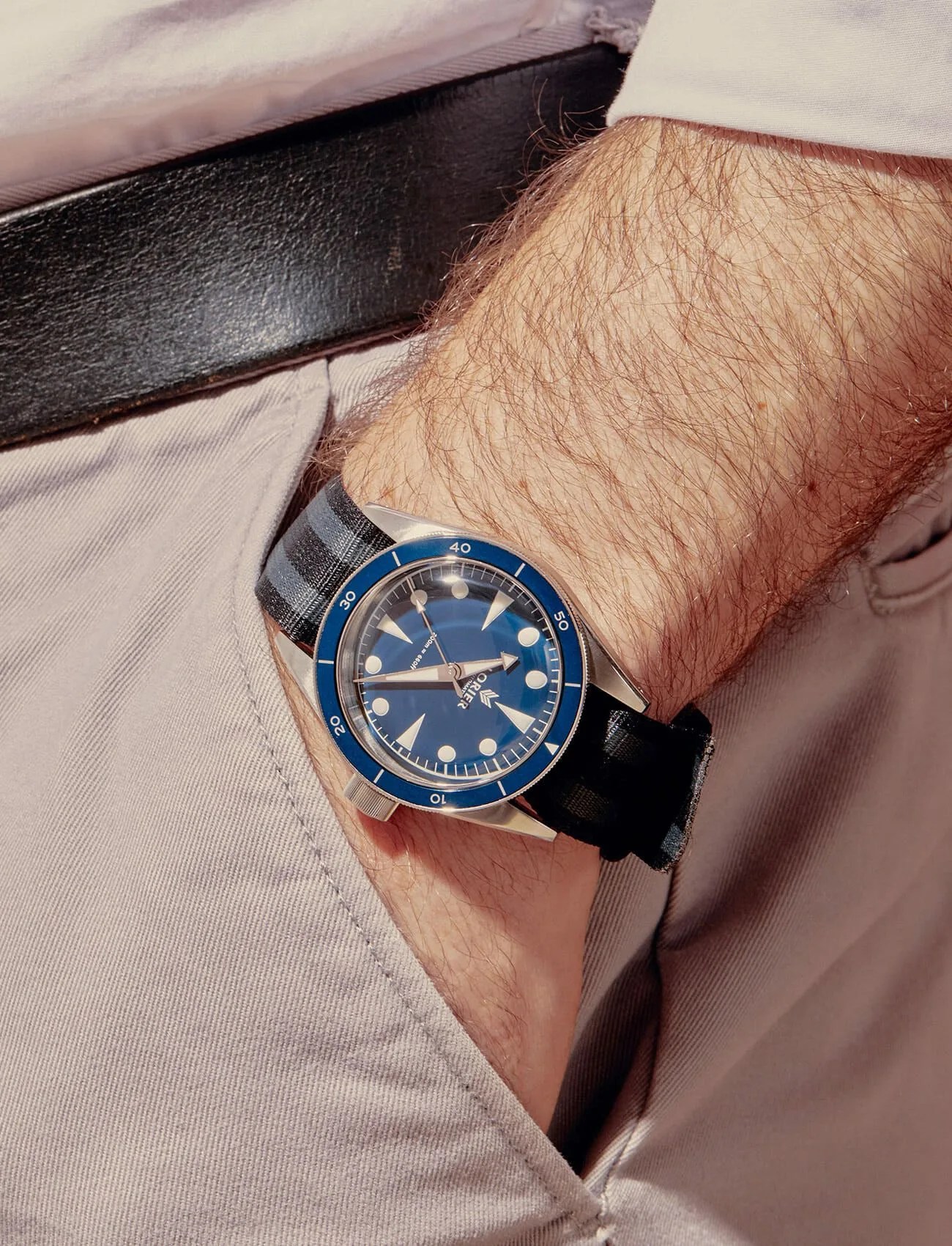 the lorier neptune watch on a nato