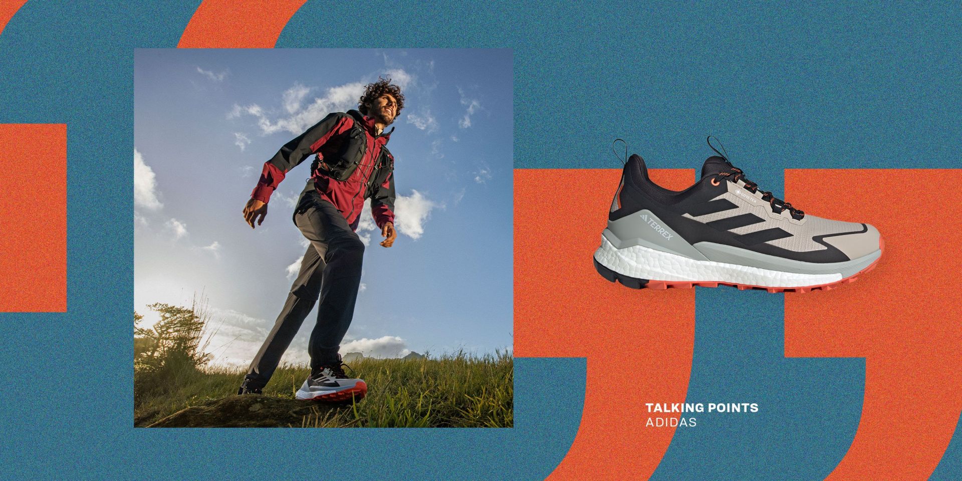 talking points man wearing adidas free hiker shoes