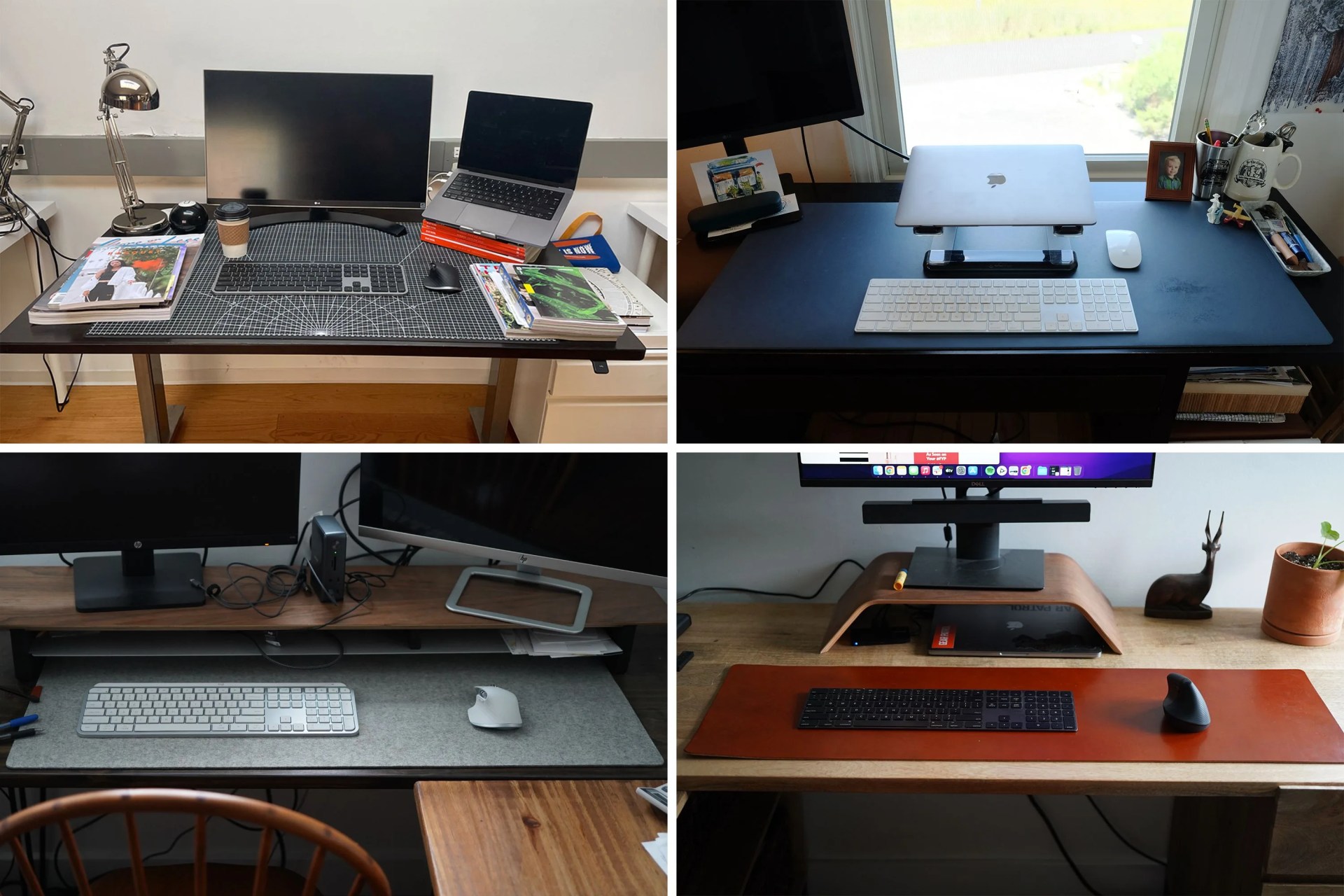 collage of 4 desk mats on a desks