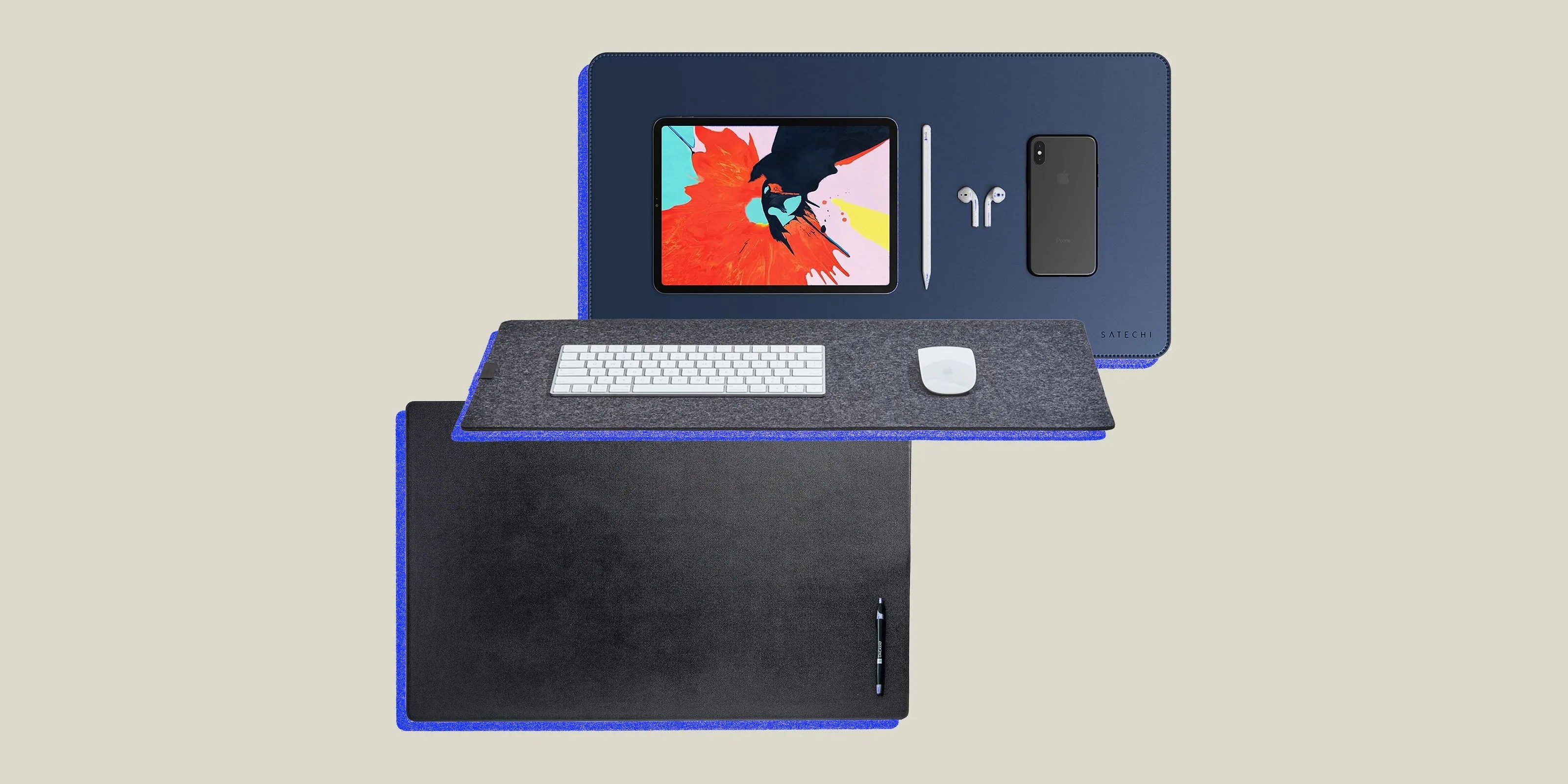 collage of three desk mats