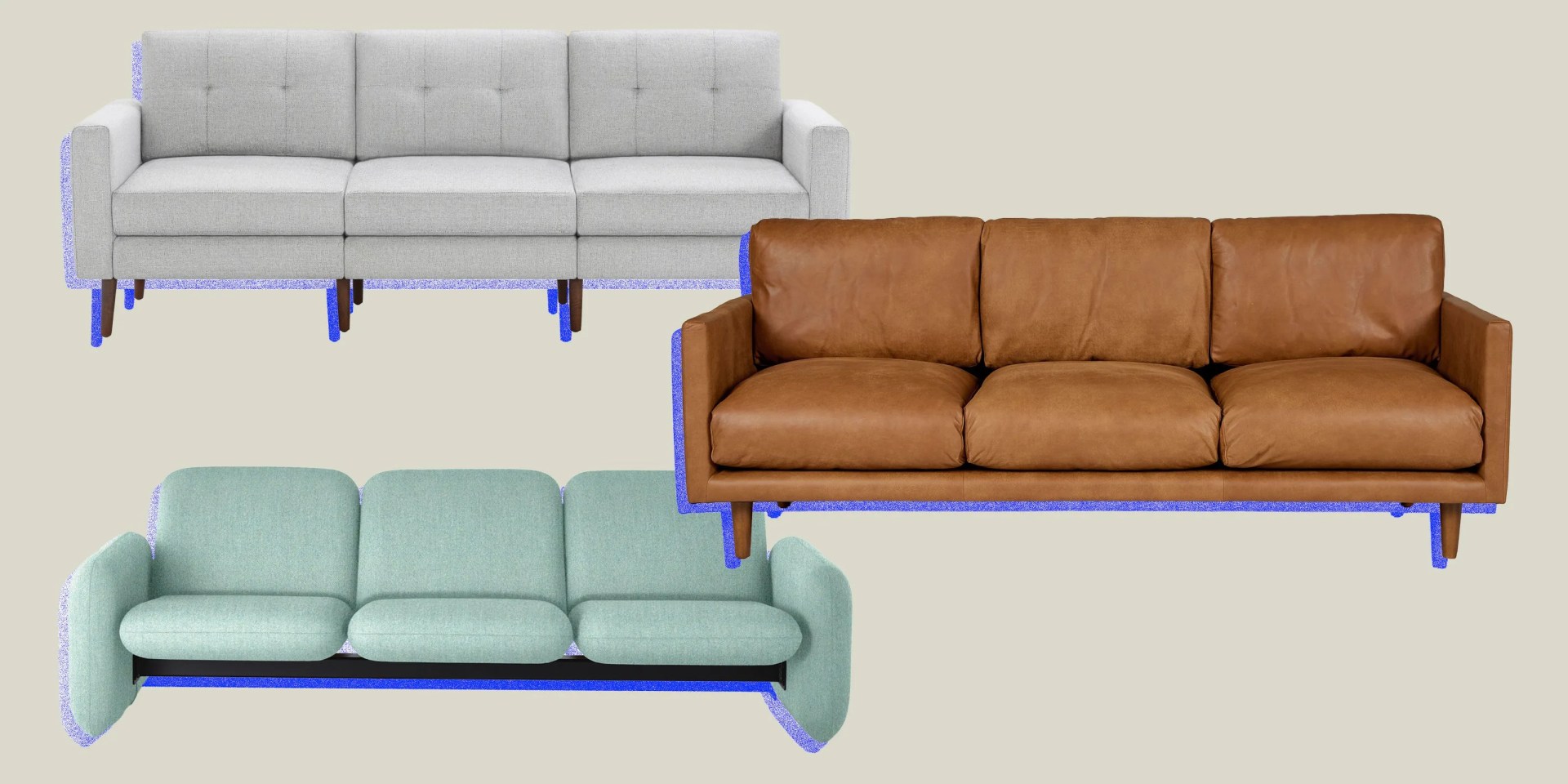 collage of three sofas