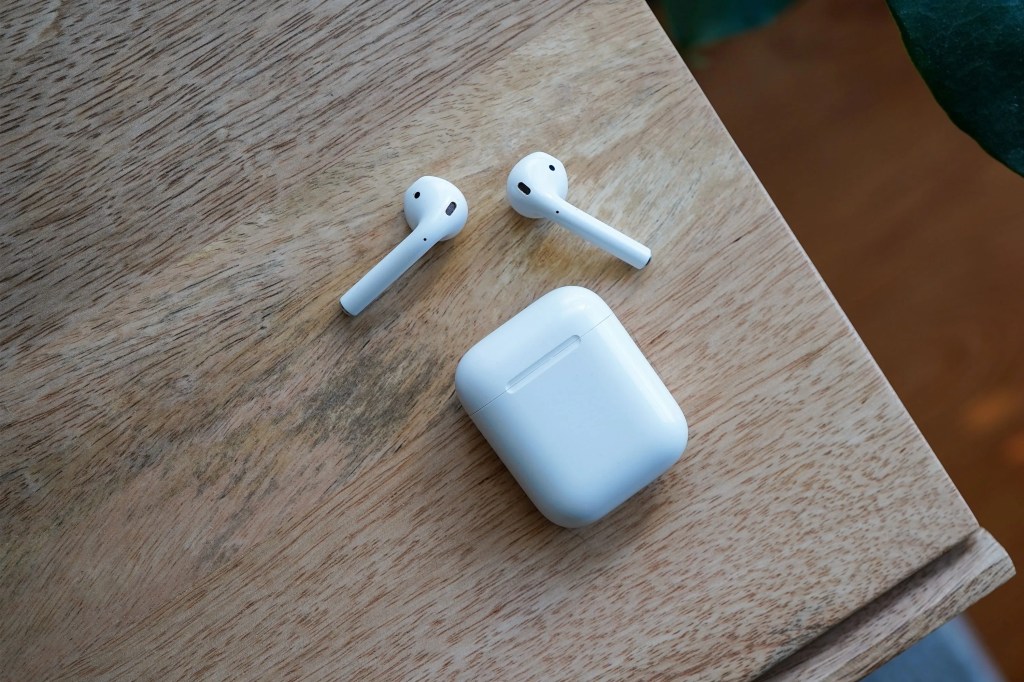 earbuds on a desk