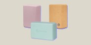 collage of three yoga blocks