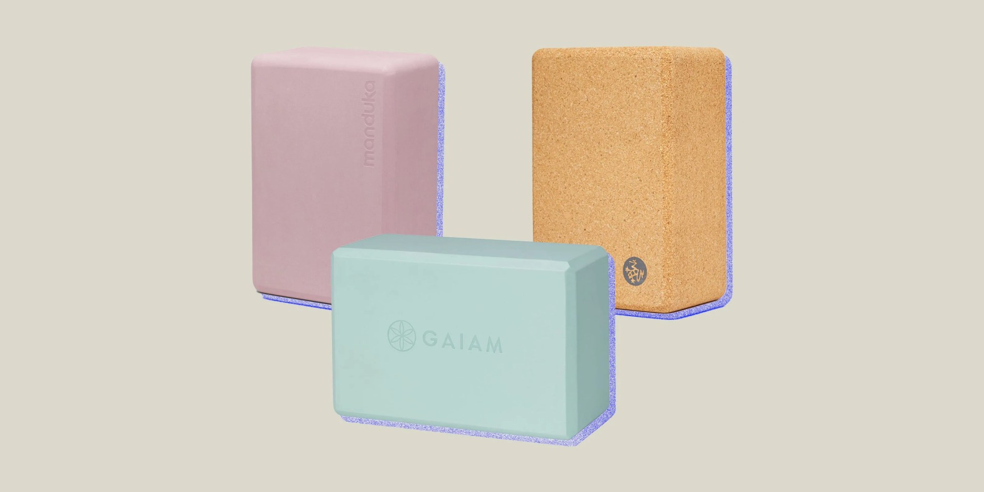 collage of three yoga blocks