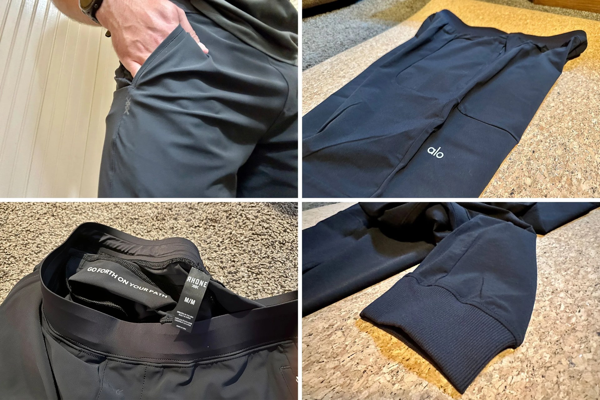 collage of mens yoga pants