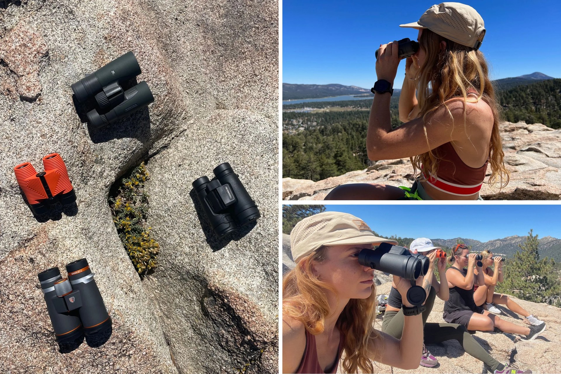 collage of women using binoculars