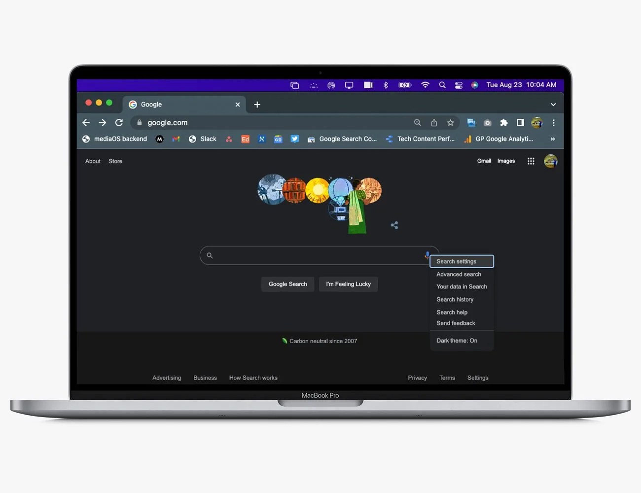 chrome settings on a macbook