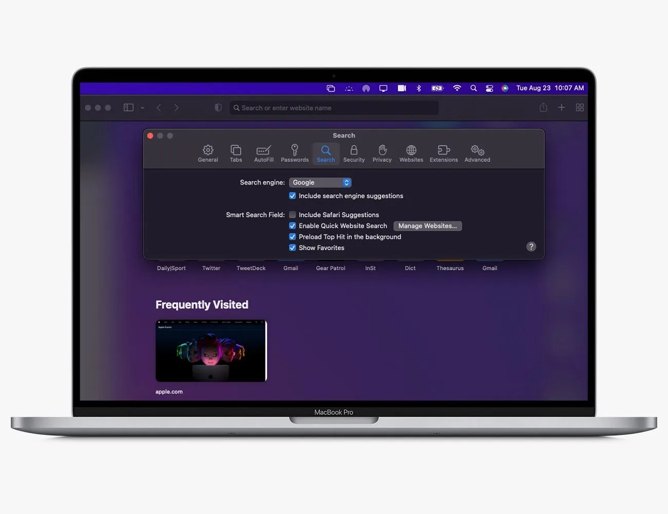 chrome settings on a macbook