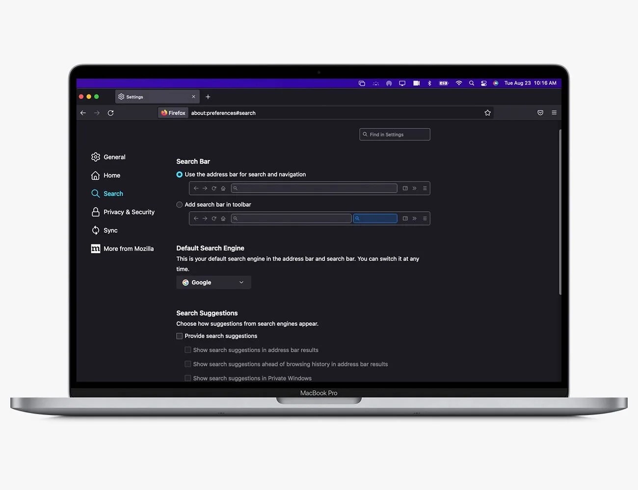 chrome settings on a macbook