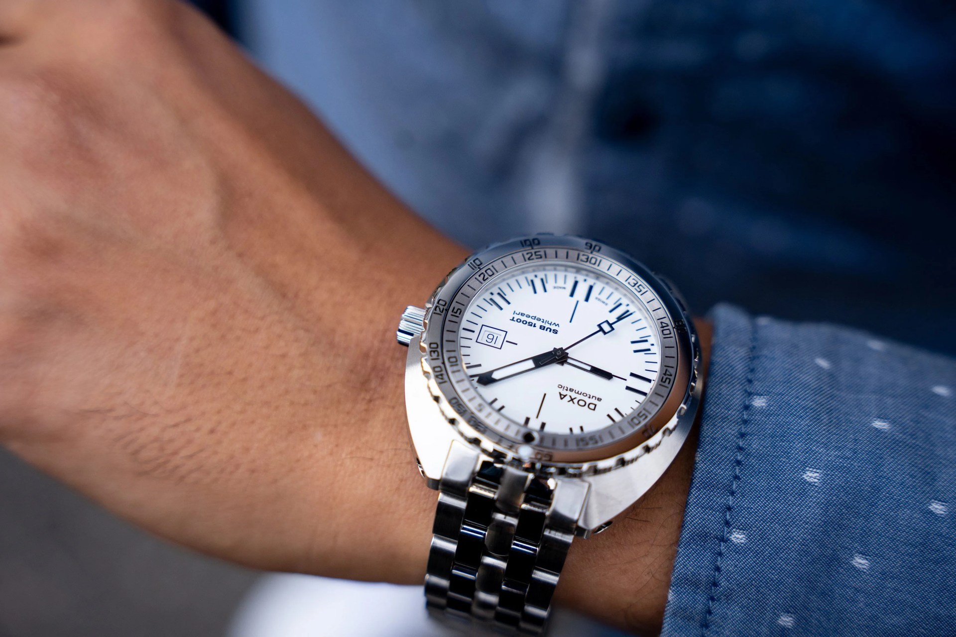 doxa watch on man's wrist