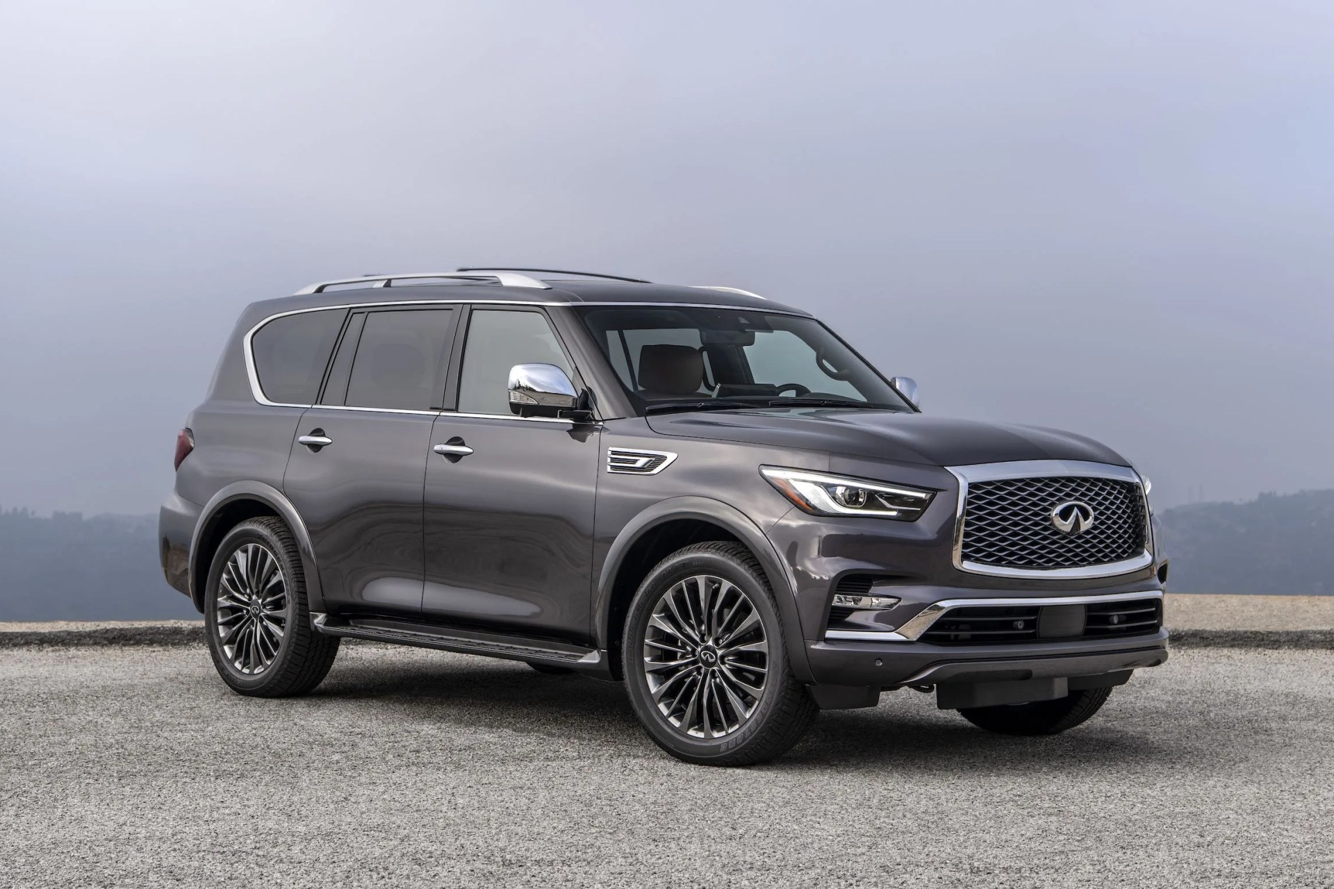infiniti qx80 with a cloudy backdrop