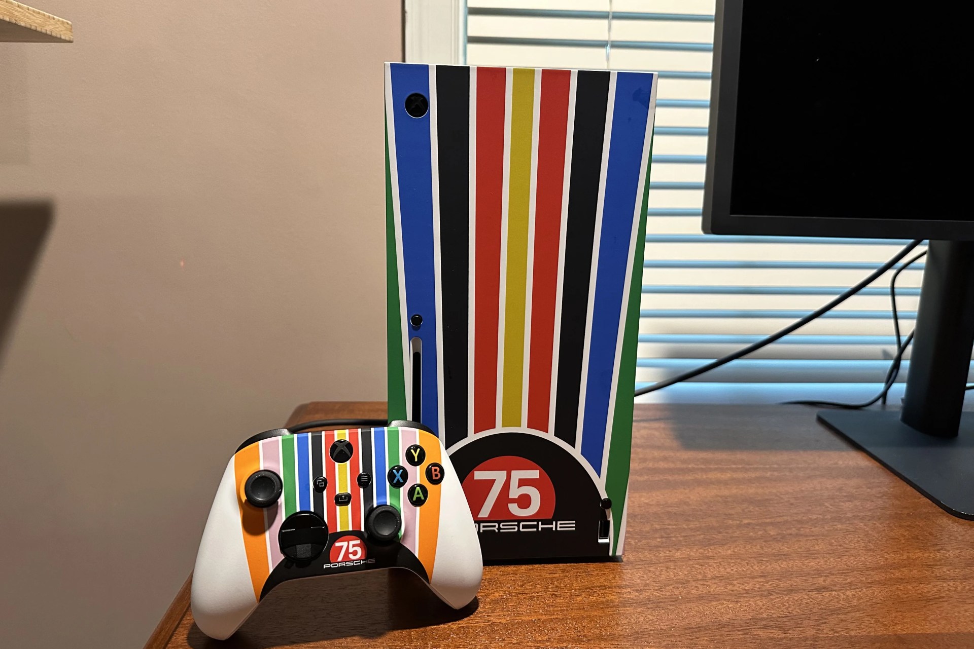 porsche xbox series x console with controller on desk