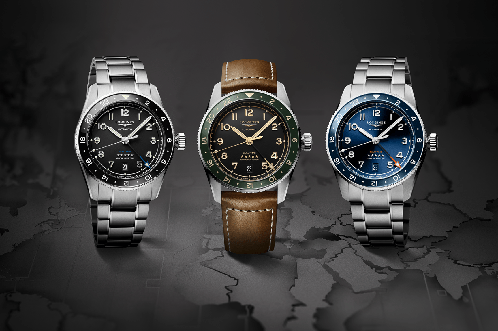 man wearing longines spirit zulu time watch