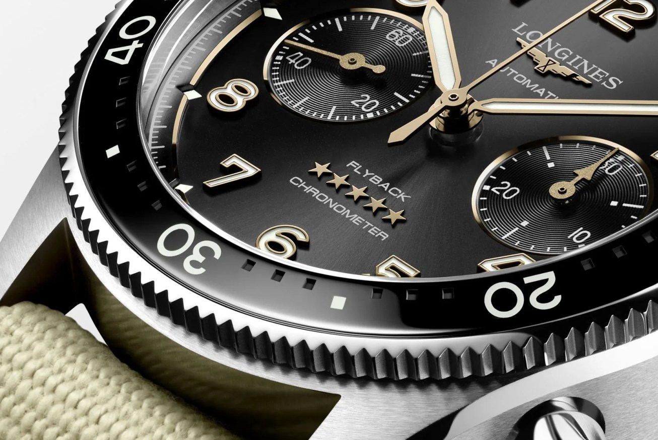 black chronograph watch dial