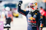 max verstappen raising fist in celebration at us grand prix