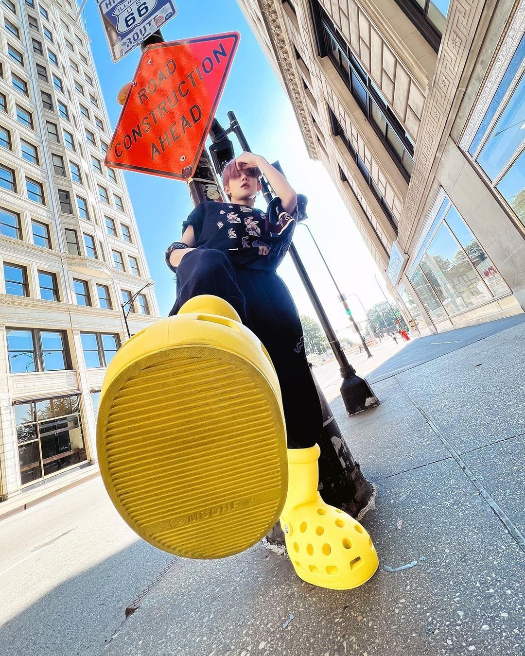 mschf x crocs big yellow boots