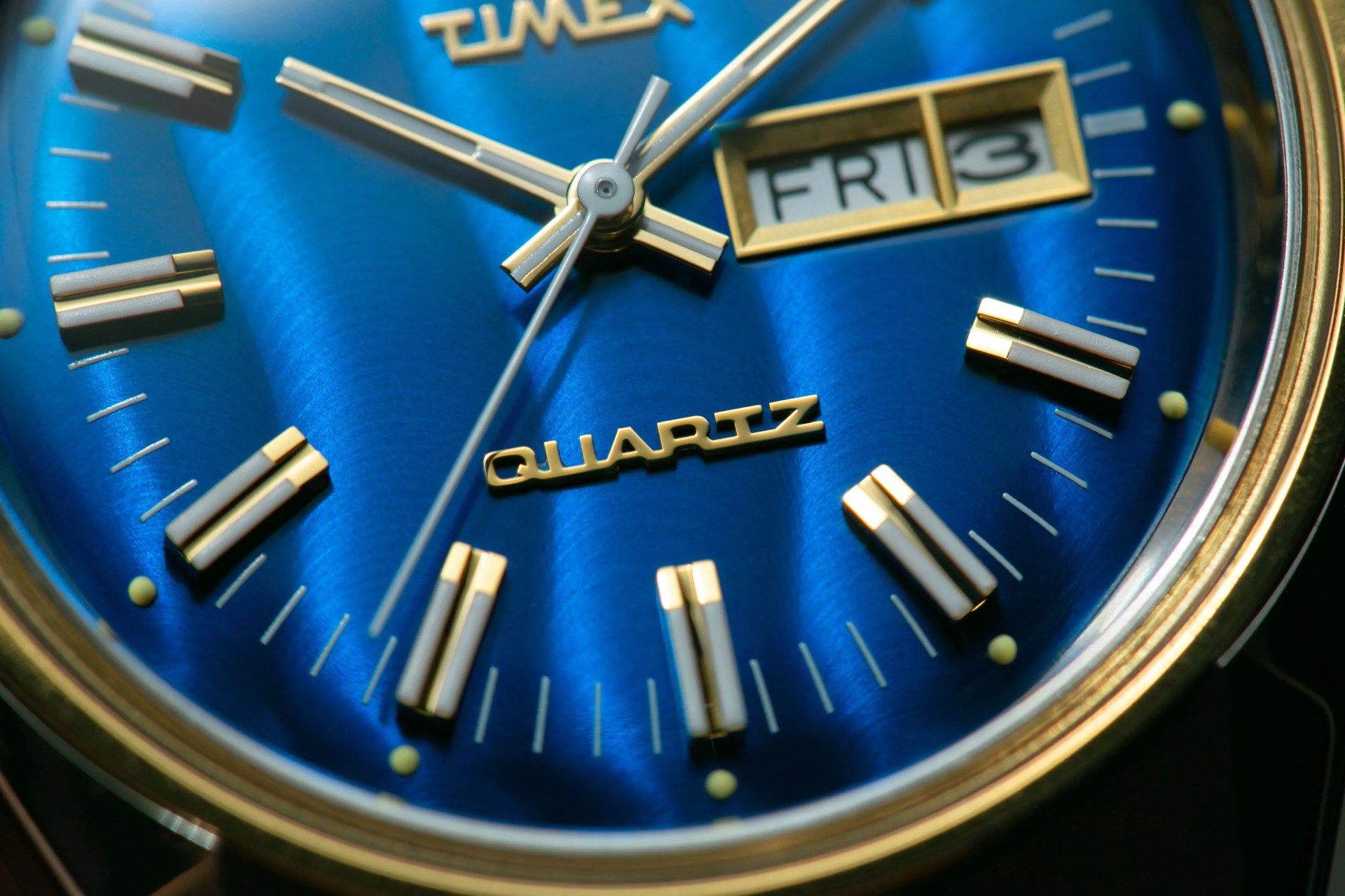 closeup of blue watch dial
