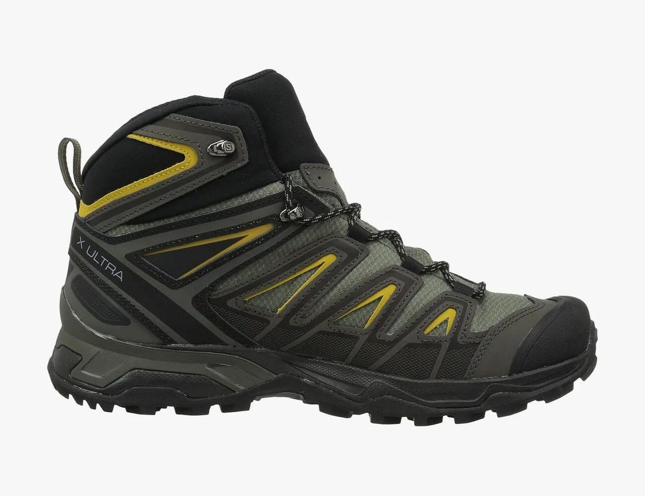 a green and black hiking boot