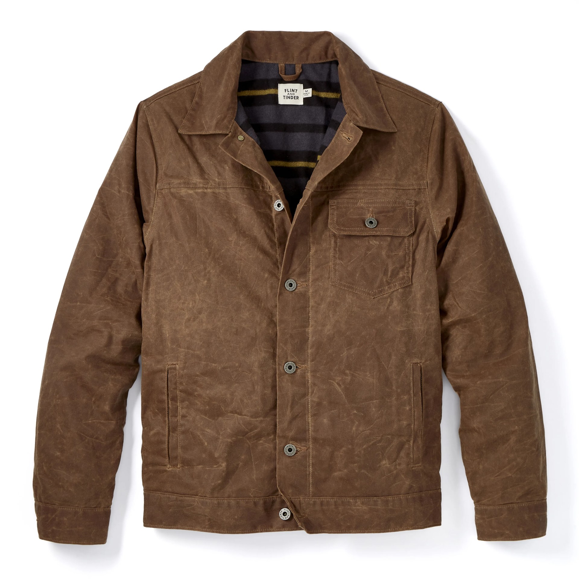 flannel lined waxed trucker jacket