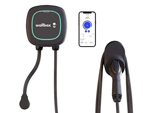 Wallbox Pulsar Plus Level 2 Electric Vehicle Smart Charger - 40 Amp, Ultra-Compact, WiFi, Bluetooth, Alexa/Google Home, Energy Star and UL Certified, 25 ft Cable, Indoor/Outdoor EVSE, Assembled in USA