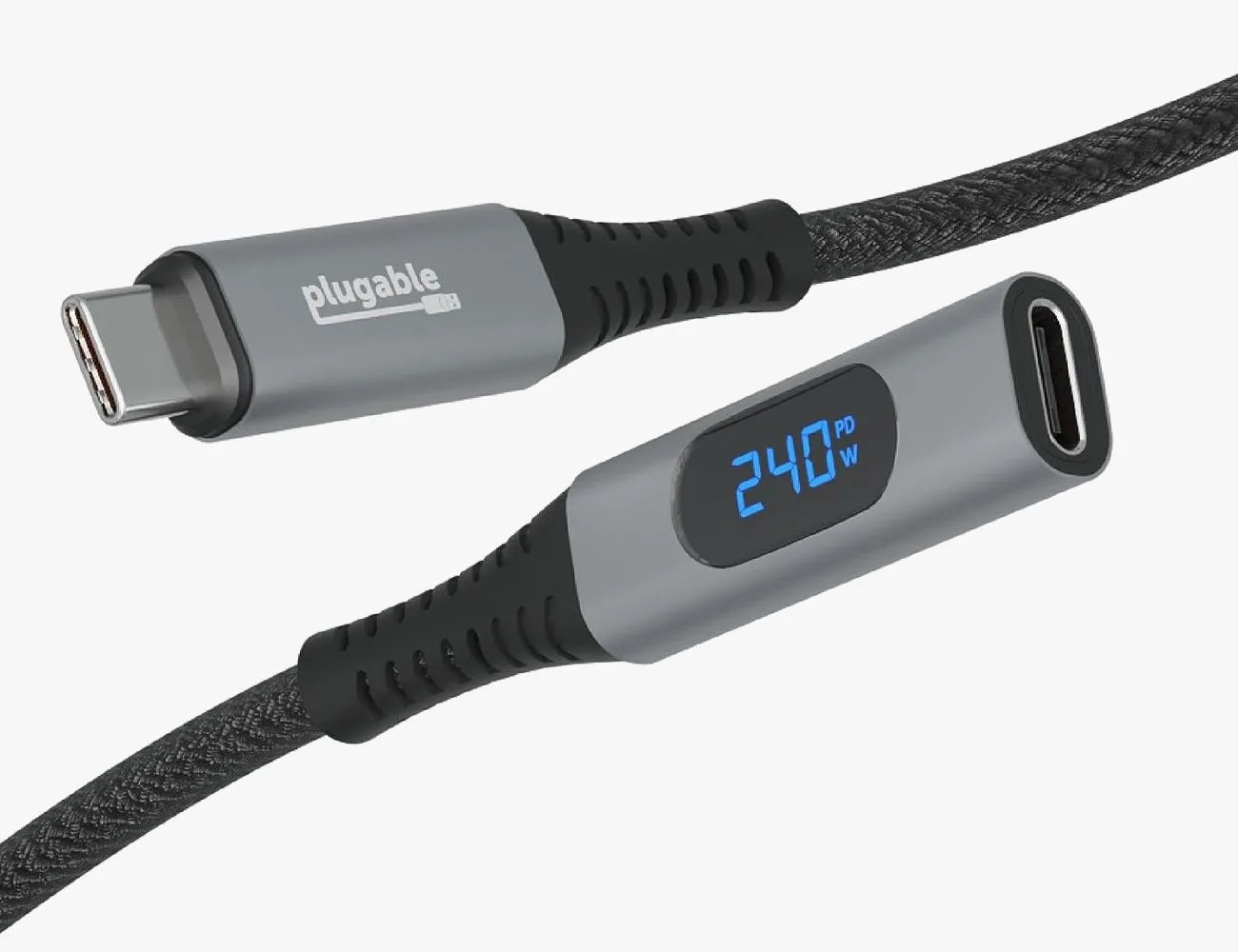 plugable usb type c extension cable with power meter