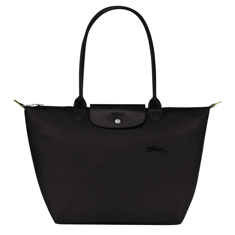 Le Pliage Green L Tote bag Black - Recycled canvas