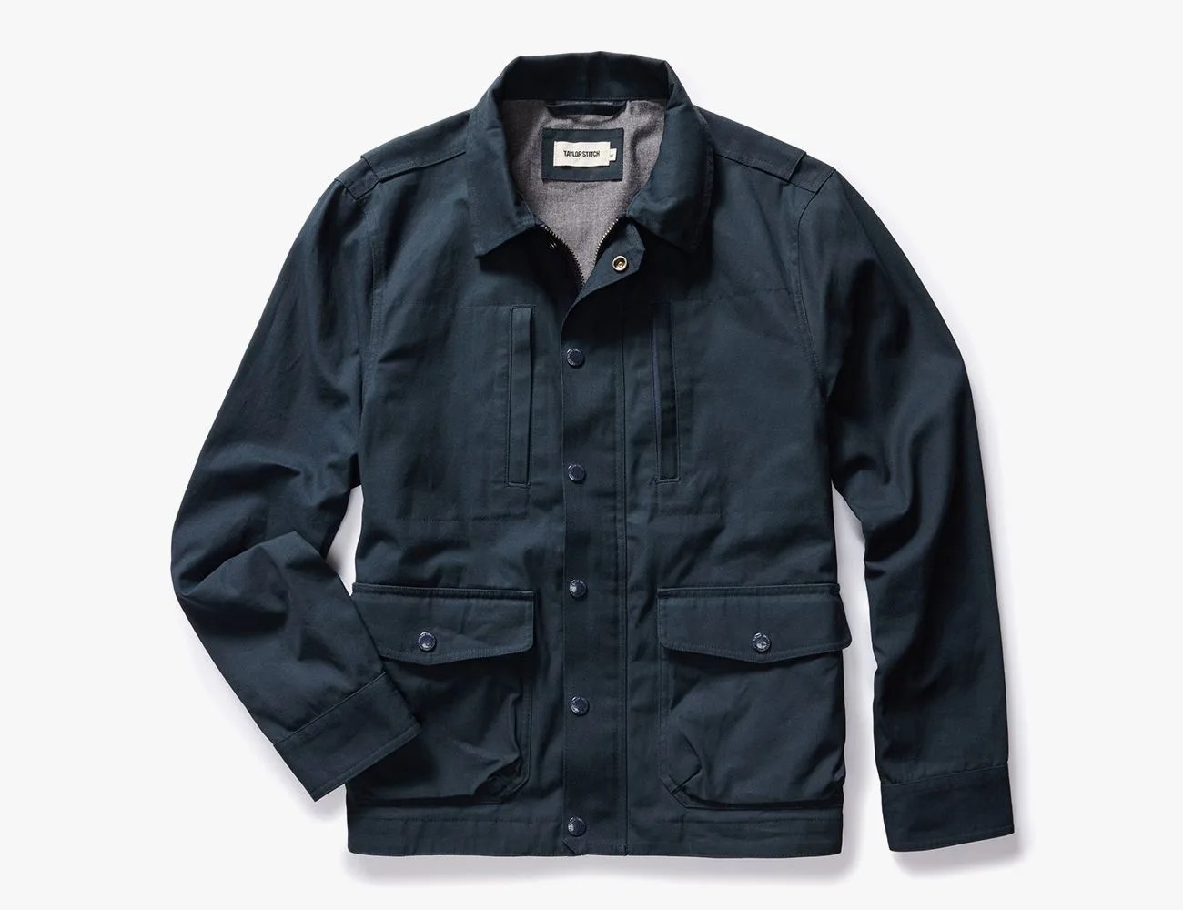a blue jacket