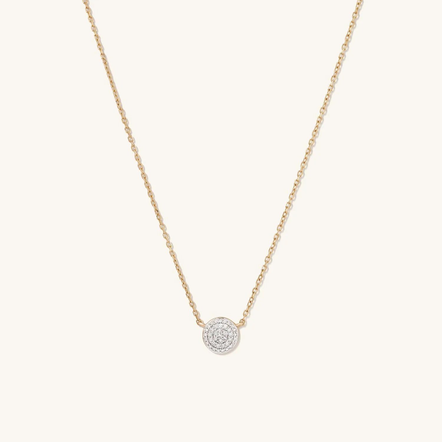 Large Pave Diamond Round Necklace