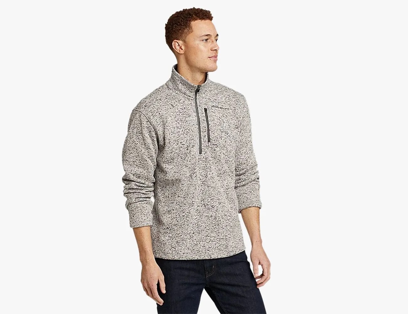 a man wearing a fleece sweater