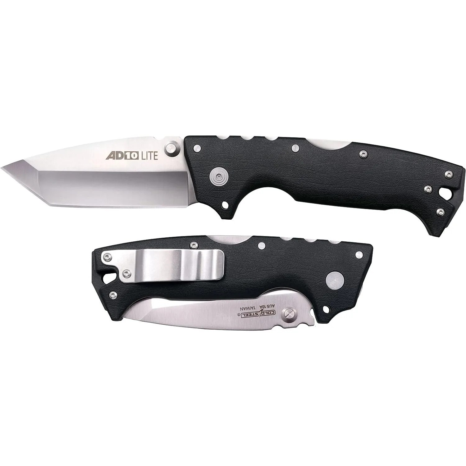 Cold Steel AD-10 LITE Razor-Sharp Stainless Steel Multi-Functional Everyday Carry Folding Knife with Black GFN Handle & Drop Point Blade
