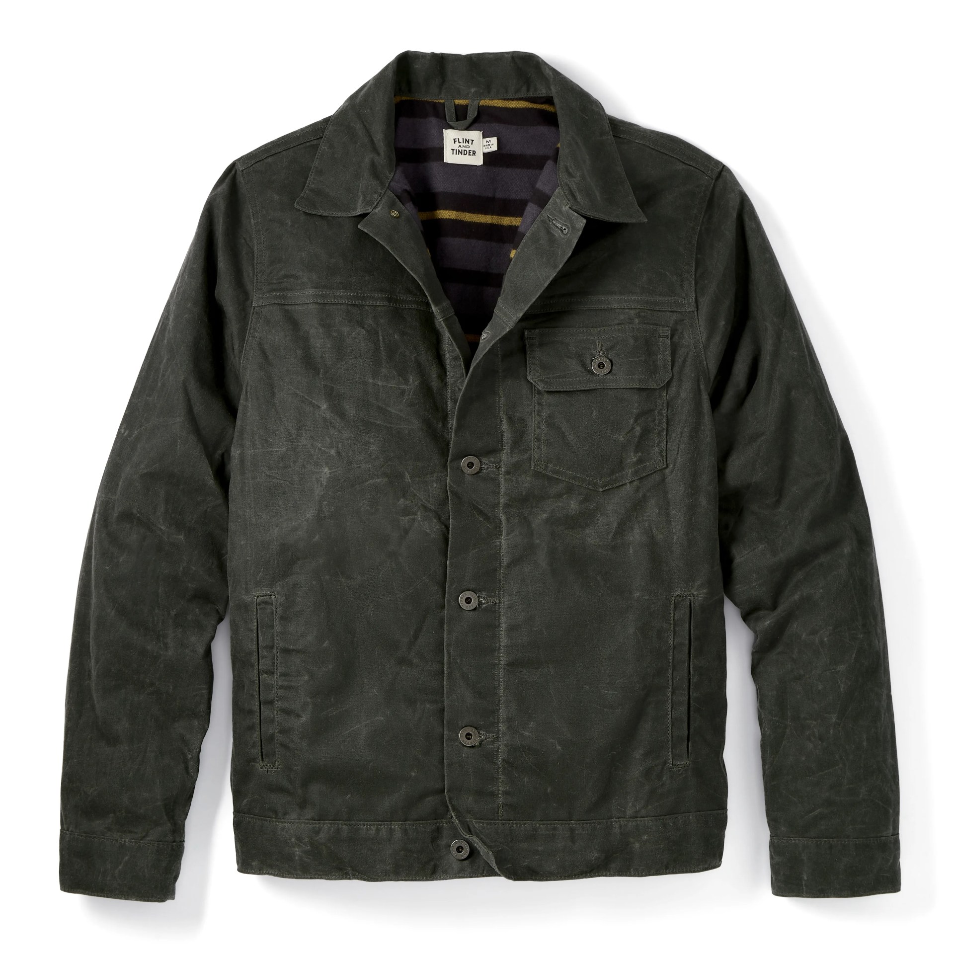 Flannel-lined Waxed Trucker Jacket
