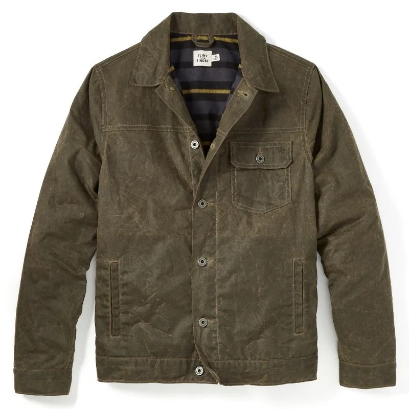 Flannel-lined Waxed Trucker Jacket