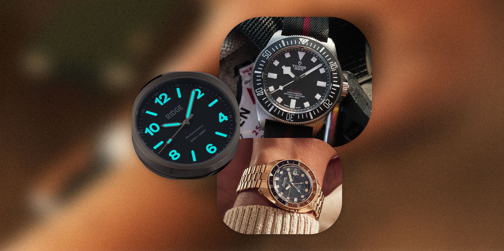 collage of three watches