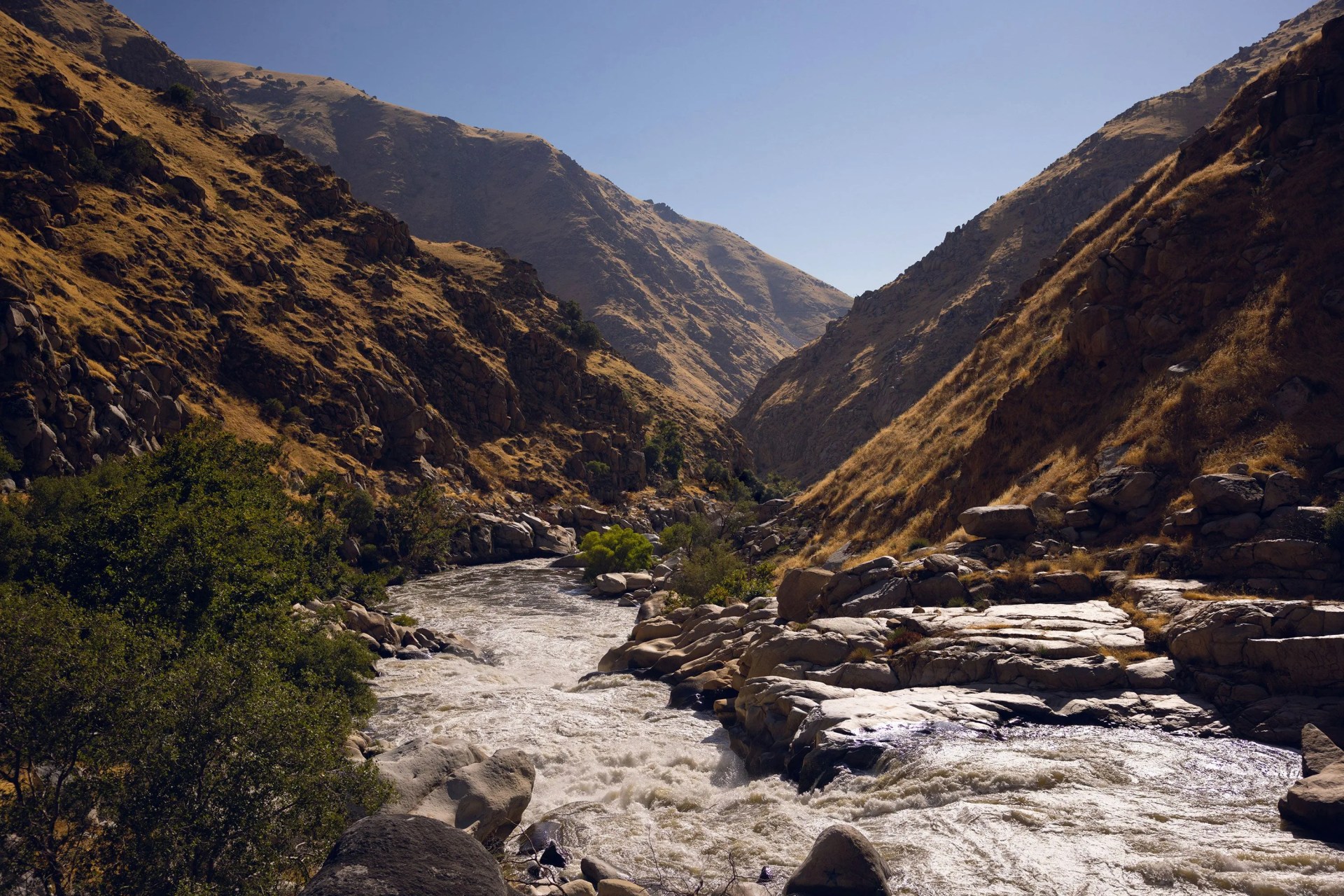 river and hills