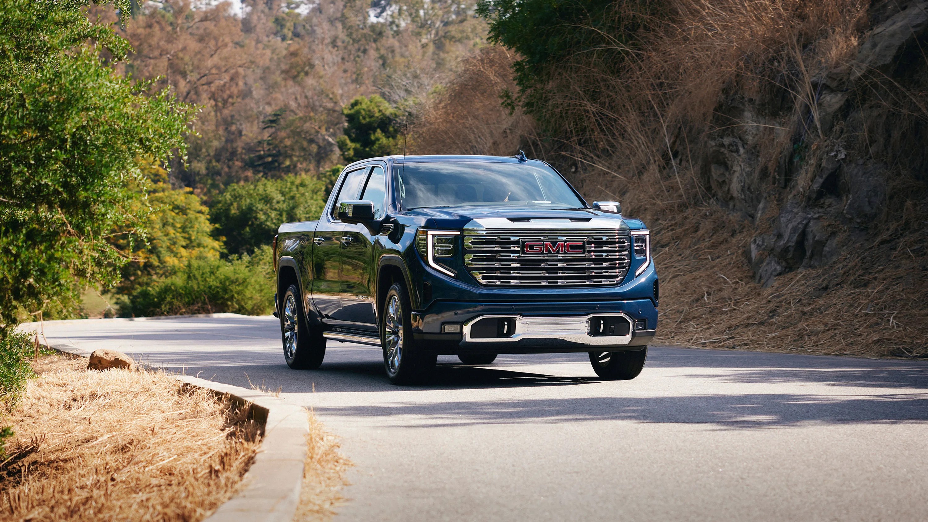 GMC truck on the road