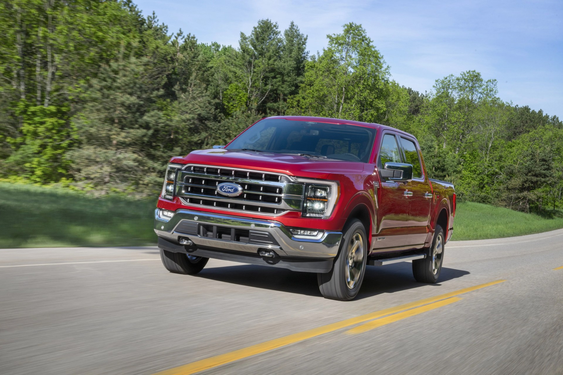 all new f 150 lariat in rapid red metallic tinted clearcoat