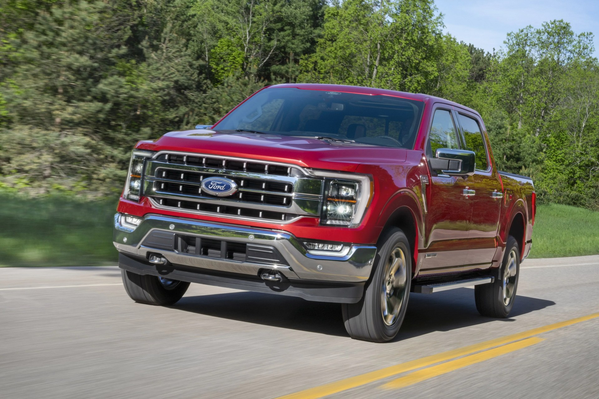 all new f 150 lariat in rapid red metallic tinted clearcoat