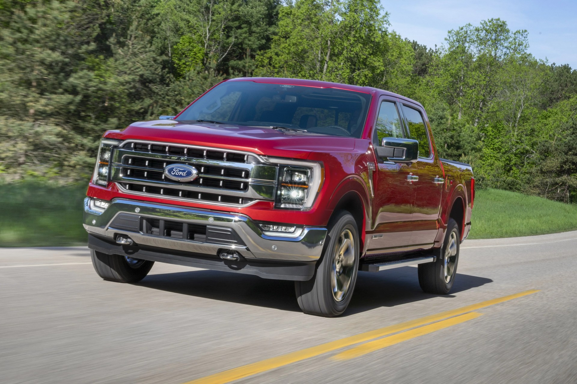 all new f 150 lariat in rapid red metallic tinted clearcoat