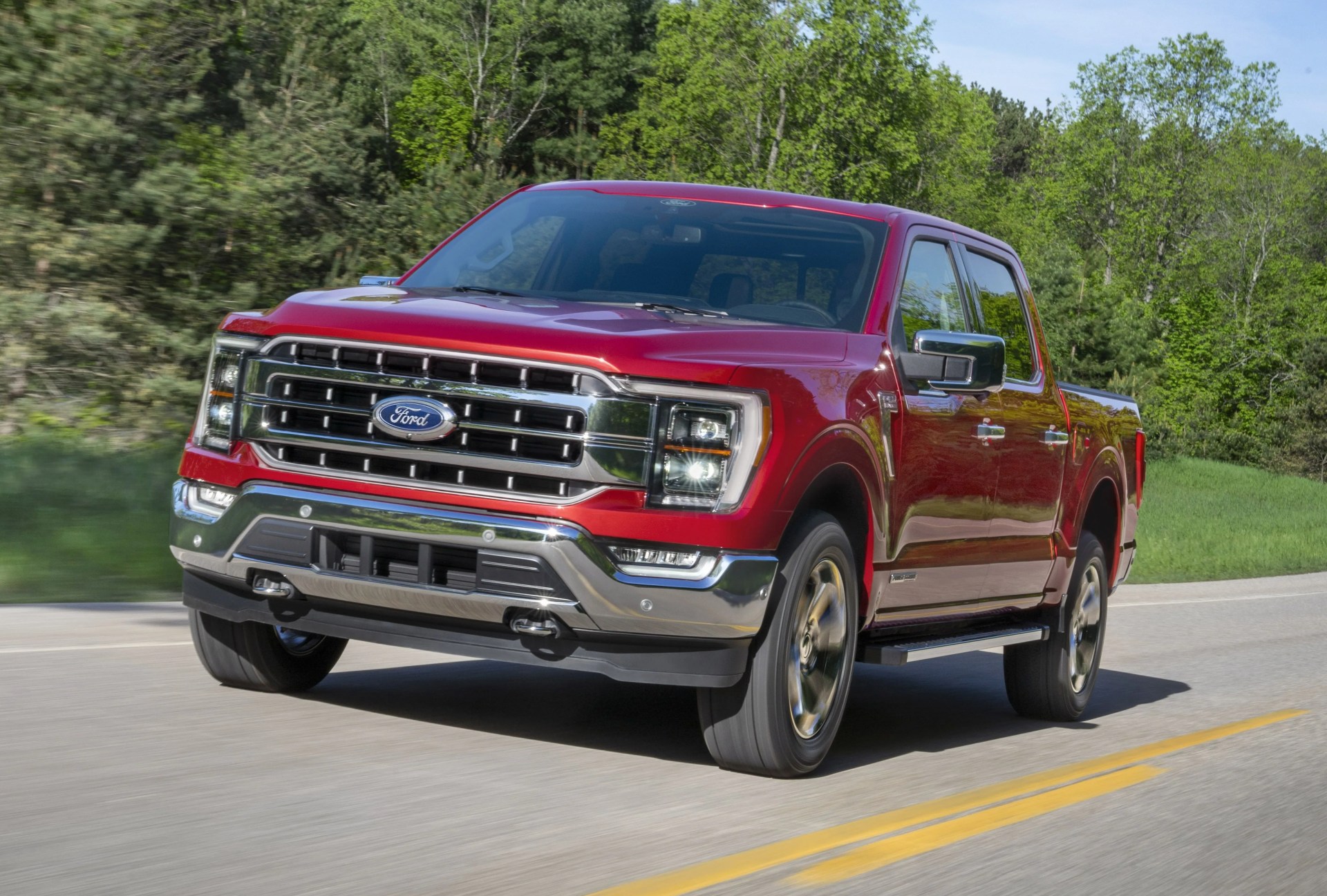 all new f 150 lariat in rapid red metallic tinted clearcoat