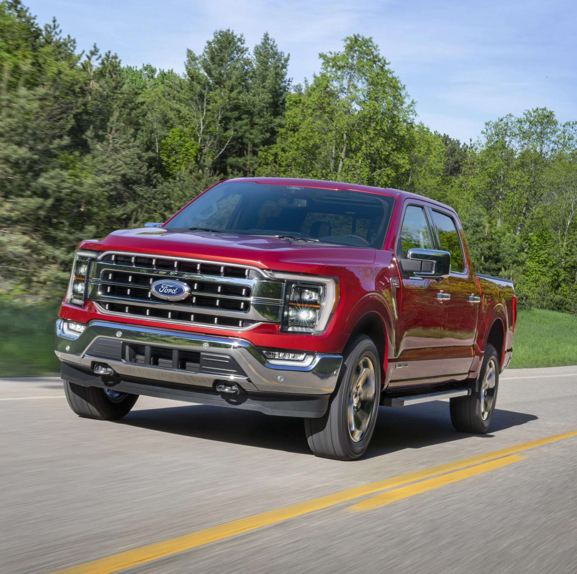 all new f 150 lariat in rapid red metallic tinted clearcoat