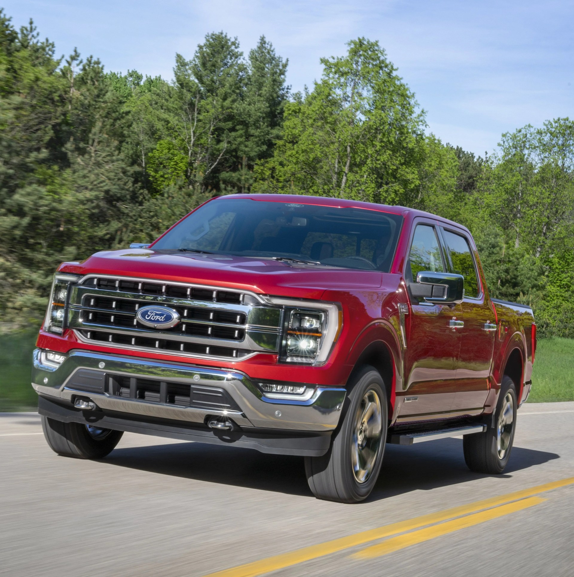 all new f 150 lariat in rapid red metallic tinted clearcoat