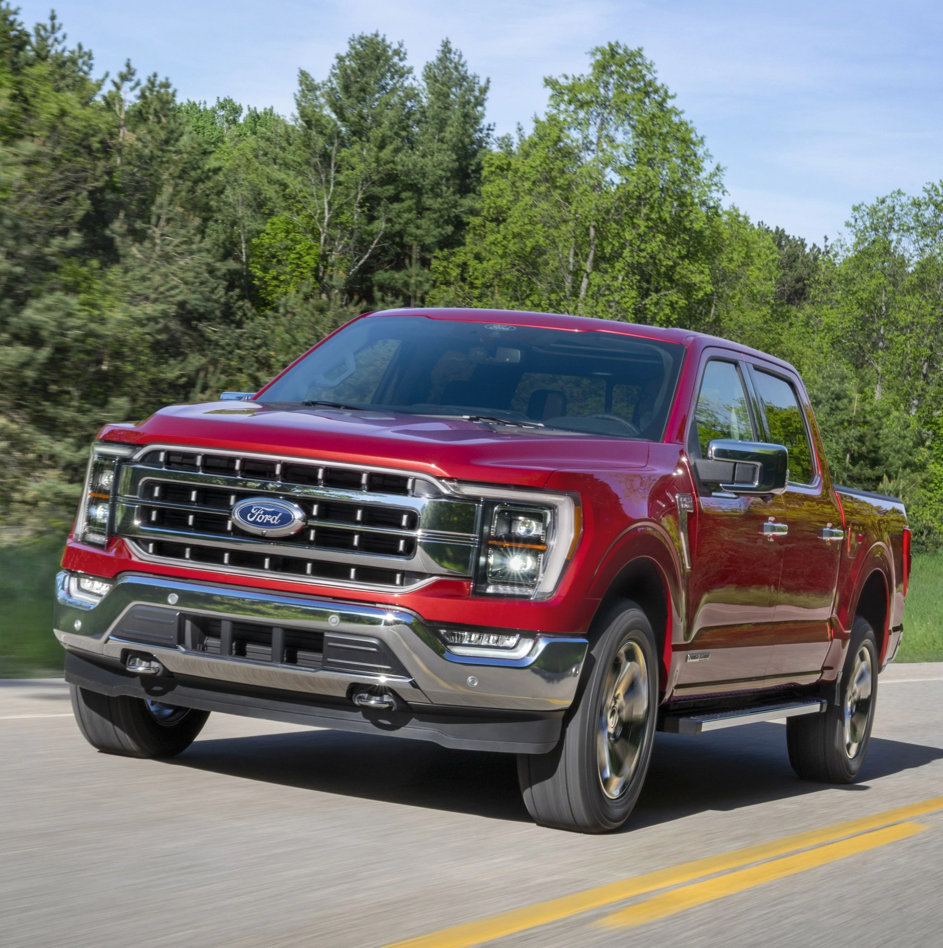 all new f 150 lariat in rapid red metallic tinted clearcoat