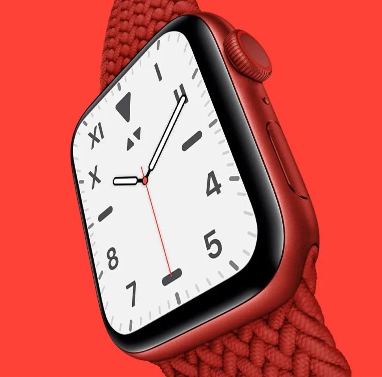 apple watch on red background