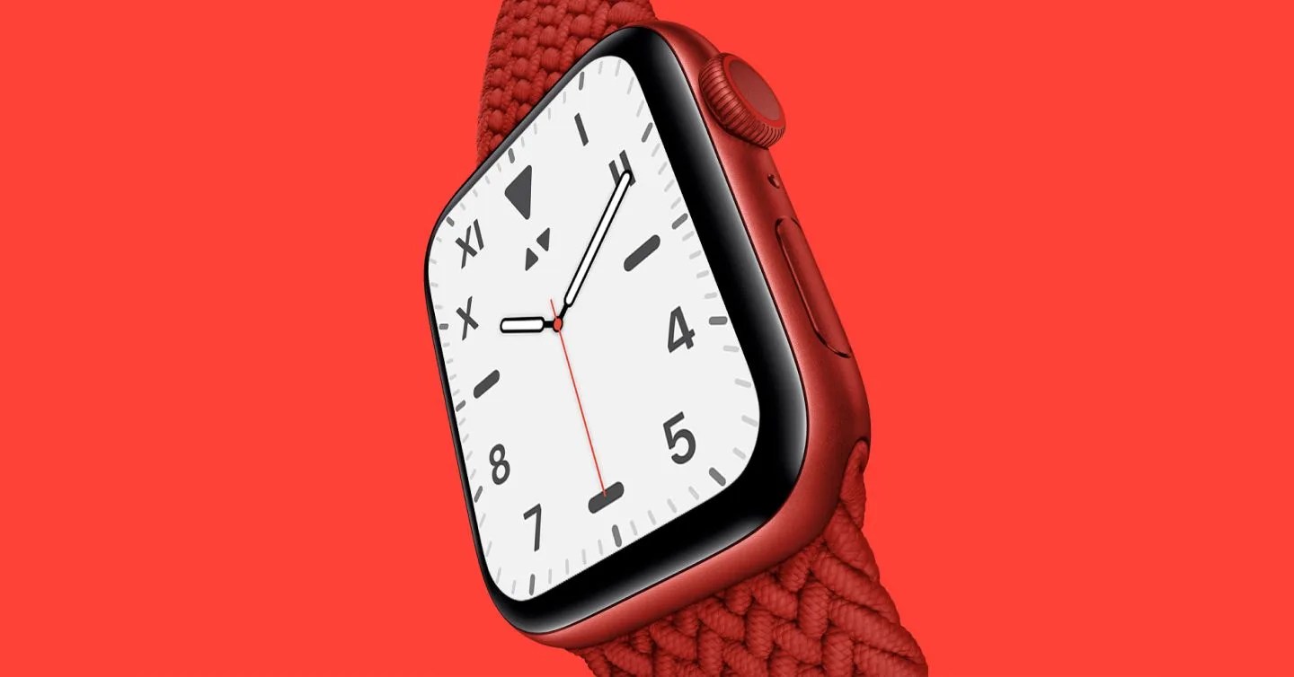 apple watch on red background