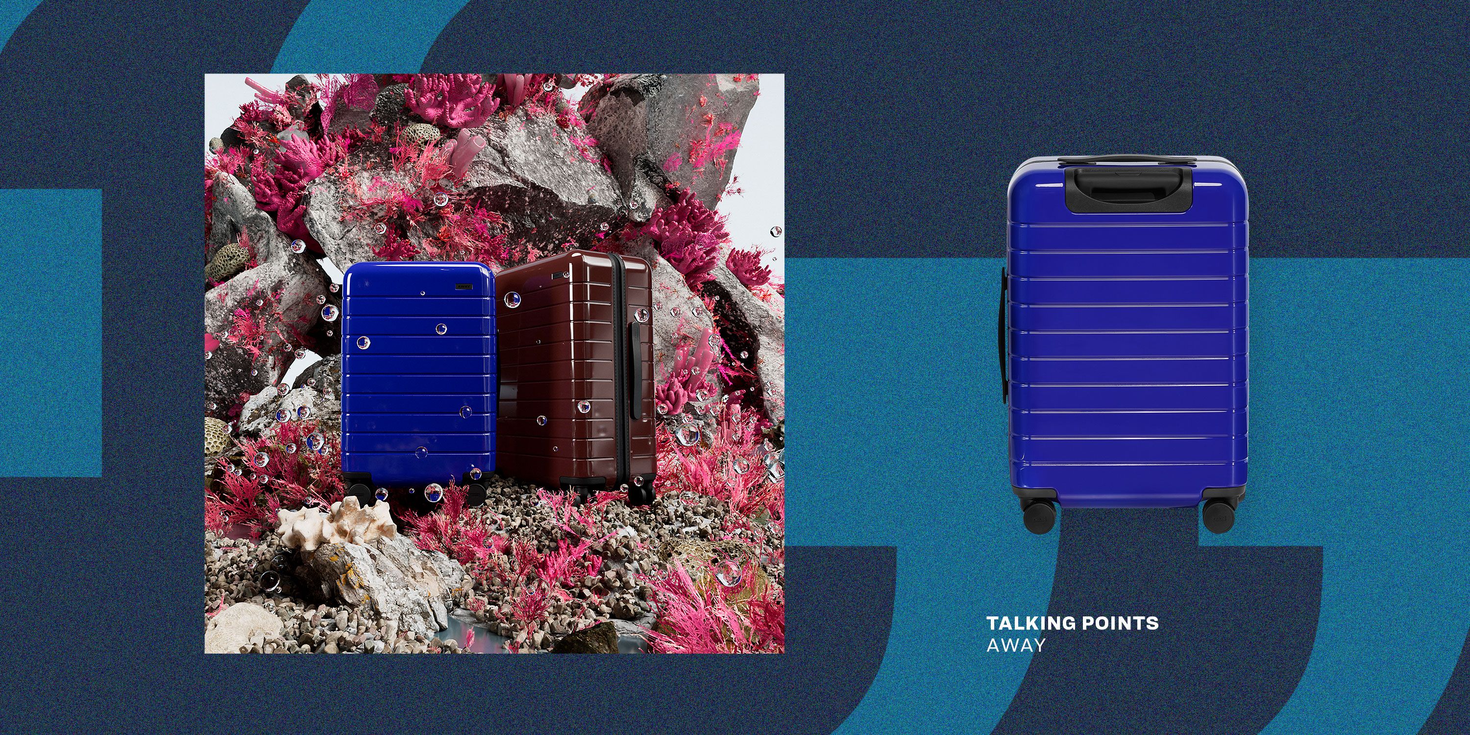 talking points away suitcase in blue